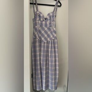 Ganni Lavender and Cream Plaid Dress